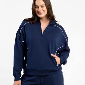 Nuuds Navy Blue Quarter-Zip Sweatshirt